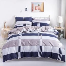 3PC 100% Cotton Duvet Cover Set Striped Printing 1PC 2PC Pillowcase Soft Skin Friendly Bedding 240506