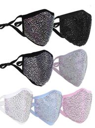 Face Mask Designer Black White Blue Yellow Party Pink Bling Diamond Masks with Drill Women Female Summer Breathable Decoration Rhi4250057