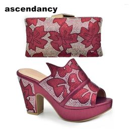 Dress Shoes Est Wedges For Women Italian And Bags Matching Set Decorated With Rhinestone 2024 Designer Luxury