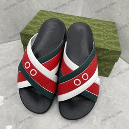 36-46 Size Women Men's Rubber Slippers G Interlocking LETTERS Slides Platform Sandals Summer Striped Mules Beach Flat Heels Shoes Cross Strap Slider Sport Flip flops