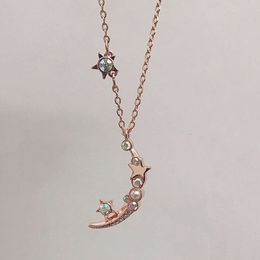 Jewelery Swarovskis Necklace Designer Women Top Quality Luxury Fashion Starry Night Honey Language Double Sided Wearing Necklace Crystal Starry Moon Collar Chain