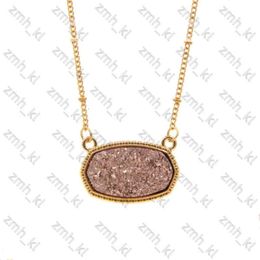 Designer Jewelry Pendant Necklaces Resin Oval Druzy Necklace Gold Color Chain Drusy Hexagon Style Luxury Designer Brand Fashion Jewelry For Women 608