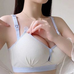 Maternity Intimates New pure cotton double button bra thin polymer anti sagging no steel ring soft and comfortable womens underwearL2405