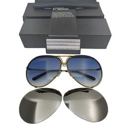 Design Brand P 8478 Sunglasse Replaceable lens Anti Reflective Women Mirror Sun Glasses Oval Men Interchangeable Lens Original Sun5704123