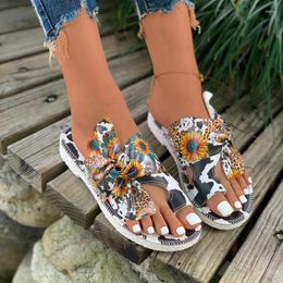 Slippers Women's Bohemian Fashion Bow Sandals 2024 Summer Open Toe Shoes Outdoor Large Comfortable Casual Beach 43