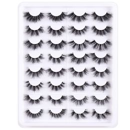 16 pairs/Tray Factory supply Naturl Fluffy 100% Pure handmade curly thick false eyelashes natural faux mink eyelashes mix styles Lashes extention