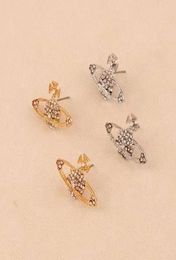 Earrings Fashion trend Jewellery ins Personalised planet earrings creative Saturn Diamond female9279350