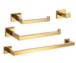 Gold Polish Bathroom Accessories Set Stainless Steel Towel Bar Towel Ring Hook Wallmounted5493839
