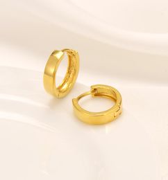 9 k THAI BAHT GF Yellow Solid Fine Gold Huggies Hoop Earrings Women039s Square Tube NEW3859036