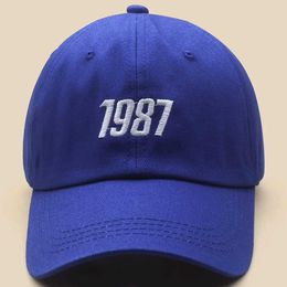 Ball Caps New Unisex Fashion Code 1987 Pea Hat Korean Design Baseball Hat C Outdoor Street Leisure Sun Hat Sun Hat J240506