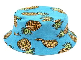 Women Men Cotton Bucket Hat Boonie Hunting Spring Summer Fishing Outdoor Beach Church Street Sunhat Caps Pineapple Patter5507440
