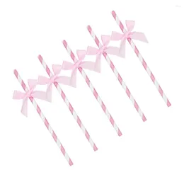 Disposable Cups Straws 30 Pcs Cake Decorations Paper Bow-tie Drinking Cocktail Party Supplies Pink