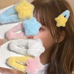 Other 1/2pcs Y2K Star Hairpins Girls Cute Sweet Plush Trendy Autumn Winter Barrettes Pentagram Hair Clips For Women Hair Accessories