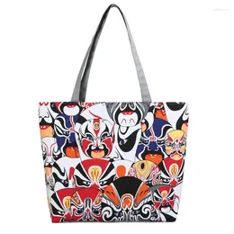 Shopping Bags Cute Style Cartoon Pattern Large Capacity Zipper Closure With Sandwich Single Shoulder Canvas Bag Women's Handbag