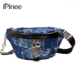 Waist Bags IPinee Washed Demin Fashion Women's Shoulder High Quality Cartoon Graphic Design Laides Chest Classic Crossbody