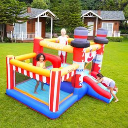 Clown Bouncer Houses Castle Inflatable Jumping Toys Jumper for Kids Indoor Outdoor Play with Air Blower Slide Castle Birthday Party Gifts Fun in Garden Backyard Yard