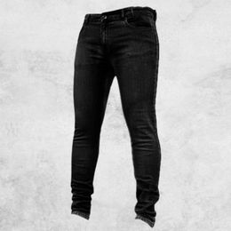 Men's Jeans 2022 Mens Pants High Waist Zipper Stretch Multi Pockets Men Black Denim Mid Rise Stretchy Skinny Streetwear 204J