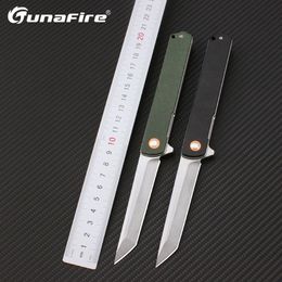 Tunafire black/green GT960 D2 Steel blade folding camping outdoor pocket knife High end linen Fibre handle,with ball bearing