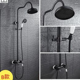 Bathroom Sink Faucets Black Bronze Shower Copper And Cold Water Mixing Valve Rain Set Thermostatic Lifting Rotary