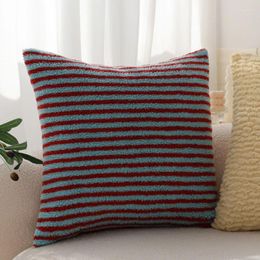 Pillow Contrast Stripe Cover Soft Plush Pillowcase Living Room Sofa Throw Korean Decorative Funda Cojin Home Decor