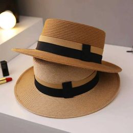 Wide Brim Hats Bucket Hats Women Spring Summer Flat Top Leisure Beach Boater Light Str Hat Sun Visor Hat Wide Brim Jazz Hat For Travel J240506