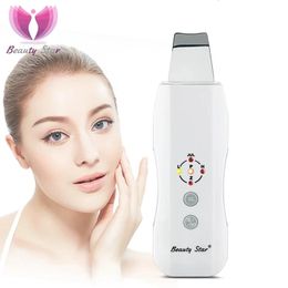 Beauty Star Ultrasonic Skin Scrubber Massager Machine Facial Cleaning Anion Care Ultrasound Peeling 240506