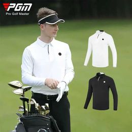 Men's Polos PGM Male Long-Slved Clothing Men Sports Polo Shirt Windproof T-shirts Elastic Soft Tops Casual Training Jersey M-XXL Y240506