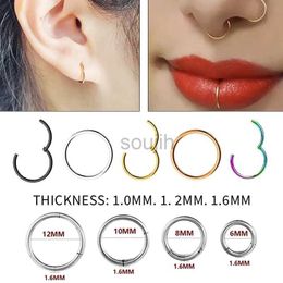 Body Arts 1PC Stainless Steel Nose Hoop Septum Piercing Clicker Hinged Segment Rings Lip Helix Daith Conch Cartilage Earrings Sexy Jewelry d240503