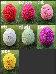 30 CM12quot New Artificial Encryption Rose Silk Flower Kissing Balls Hanging Ball Christmas Ornaments Wedding Party Decorations7699243
