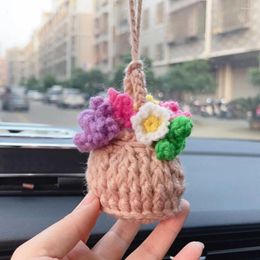 Decorative Figurines Chzimade Cute Sunflower Cactus Flower Woolen Textile Fabrics Hanging Home Decor Fluffy Pompom Cotton Car Decoration