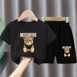 Summer Baby Girl Boy Clothes Set Kid Cartoon Bear TShirts Shorts Suit Children Short Sleeve O Neck Top and Bottom 2 Pieces 240428