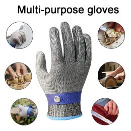 Gloves NMShield Stainless 316L level 5 Steel Cut Resistant Steel Wire Mesh Working Knuckle Butcher Gloves.