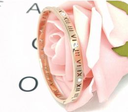 Bangles bracelet white copper Roman numeral bracelets with Rose Gold Plated Platinum and simple six diamond ol ring5376630