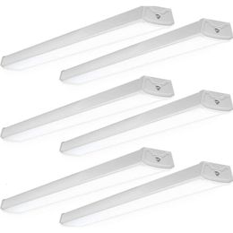 Sunco Lighting 6 Pack LED Wraparound Light Fixture - 4FT Garage Ceiling Lights, Linkable, 40W, 3500K Daylight, Hardwired Surface Mount Workshop Utility Light