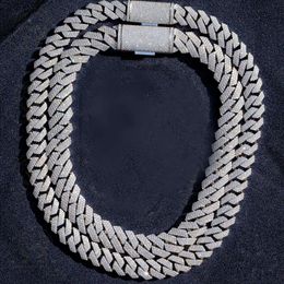Hip Hop Luxury Jewellery 16mm 17mm 18mm Width Pass Diamond Tester 925 Silver Vvs Moissanite Cuban Necklace Chain