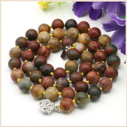 Chains 8mm Round Brown Natural Piccaso Jasper Necklace Stone Rose Clasp Accessory Beads Girls Hand Made Jewellery Making Design