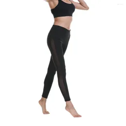 Women's Leggings Casual Fashion Breathable Mesh Black Fitness Sports Stretch Pants Summer Outdoor Gym Trousers 91017-1