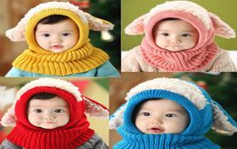 New Little Dog Sheep Girls Kid Twill Hats Baby Winter Crochet Knitted Hat Scarf Set Toddler Warm Balaclava Cap Outdoor Sports Scar5374486