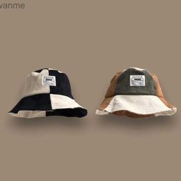 Caps Hats Korean Ins new Corduroy fisherman hat childrens autumn and winter trend mens Japanese street splicing bucket WX