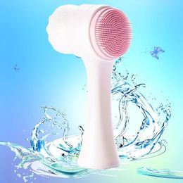 2024 Double-Sided Silica Gel Cleansing Brush Soft Fibre Cleansing Brush Portable Facial Massage Skin Care Tool