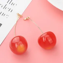Dangle Earrings Resin Cute Red Cherry Fruit For Women Lovely Sweet Fresh Round Summer Jewellery Gift