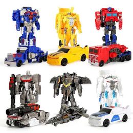 Other Toys New truck dinosaur transformation robot car action diagram plastic mini deformation car model childrens birthday gift toyL240502