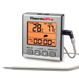 Grills ThermoPro TP16S Backlight Digital BBQ Oven Grill Meat Thermometer With Probe Countdown Kitchen Timer