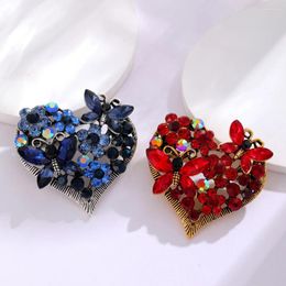 Brooches Shining Heart For Women Unisex 2-color Rhinestone Flower Butterfly Love Party Office Brooch Pins Gifts