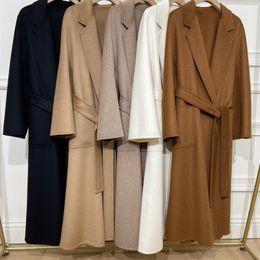 Long Jacket Plus Size Size의 최신 디자인 여성 물 리플 울 재킷