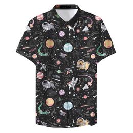 Men's Casual Shirts 3D Printed Planet Rocket Shirts For Men Clothes Cartoon Animal Dog Graphic Boy Blouses Harajuku Fashion Y2k Short Slve Blouse Y240506