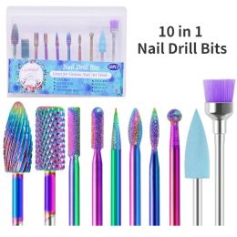 Bits 10pcs Nail Drill Bits Set Tungsten Carbide Professional Remove Gel Acrylic Cuticle File for Manicure Pedicure Home Salon Use