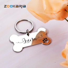 Dog Tag Mirror Name Plate Personalised ID Anti-Lost Pet Collar Pendant Free Engraving Customised Cat Kitten Accessories