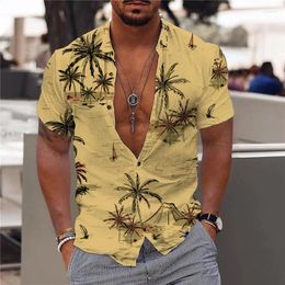 Men's Casual Shirts Fashionable 2024 Printed Summer Short Sleeves 3D Digital Beach Hawaii Trend Street Affordable Buttons