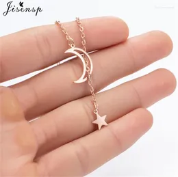 Pendant Necklaces Jisensp Classic Stainless Steel Long Chain Star Moon Necklace For Women Wedding Jewellery Elegant Clavicle Collier